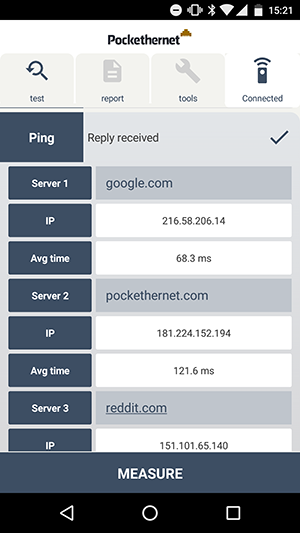 Pockethernet ping