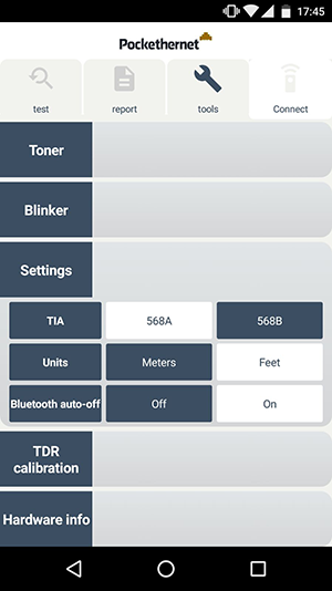 Pockethernet settings tab