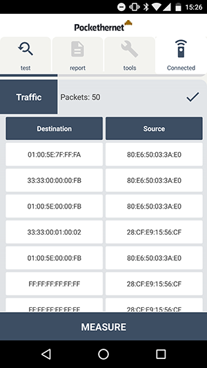 pockethernet traffic test