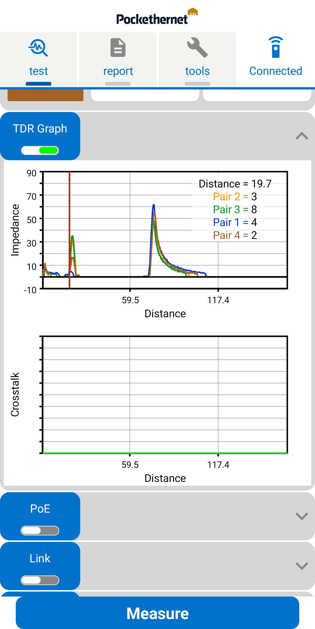 Pockethernet app TDR graph extender